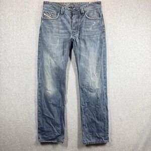 Diesel LARKEE Straight Leg Jeans Mens 32x32 Blue Paint Splattered Distressed